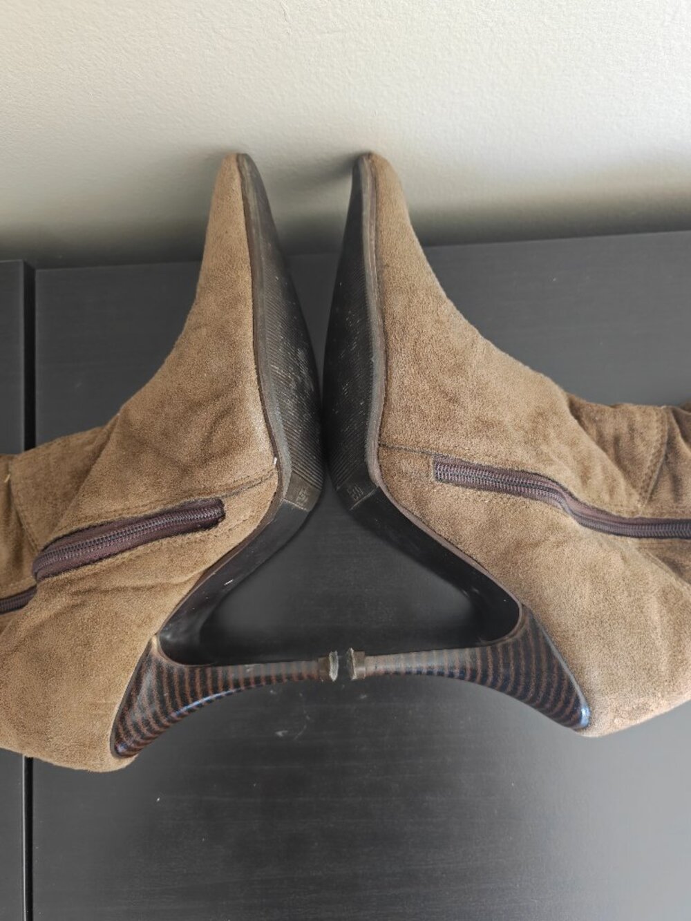 Taupe Suede Boots - Picture 2 of 7